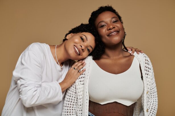 Embracing love in fashionable styles in a vibrant setting with a modern aesthetic